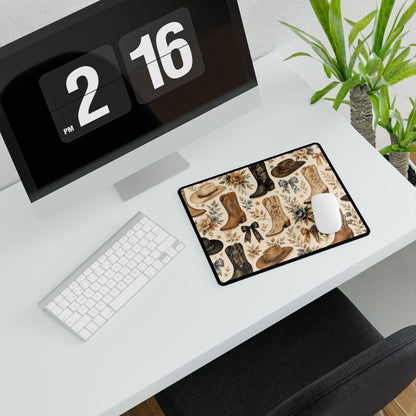 Cowgirl Desk Mat, Chic Western Home Office and Student Decor, RTO WFH Dorm Room Large Mouse Pad