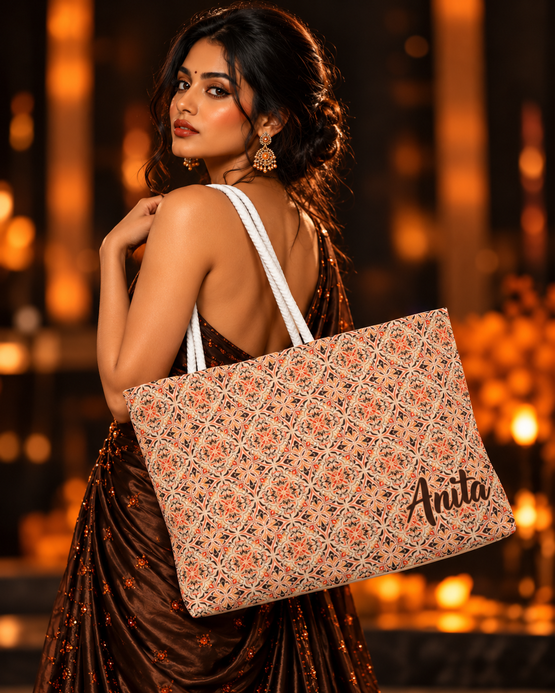 OPF Exclusive South Indian Dancer Tote Bag, Chic Inclusive Women Owned Business Girls Trip Gifts