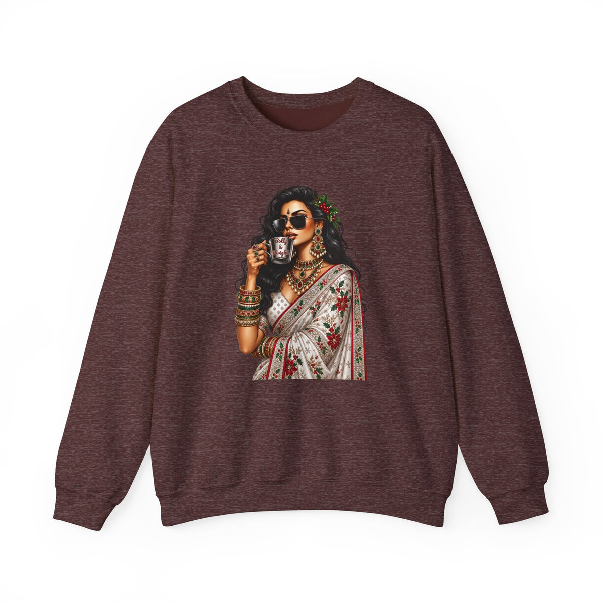 Custom Text Bollywood Christmas Sweatshirt, Desi Holiday Apparel for Parties
