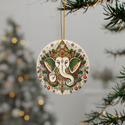 Dual-Sided Ceramic Ganesh Ornament, Hindu God Festive Party Gifts & Holiday Decor