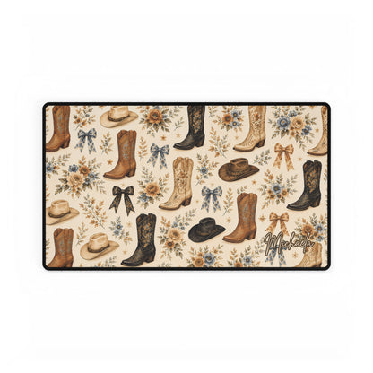 Cowgirl Desk Mat, Chic Western Home Office and Student Decor, RTO WFH Dorm Room Large Mouse Pad