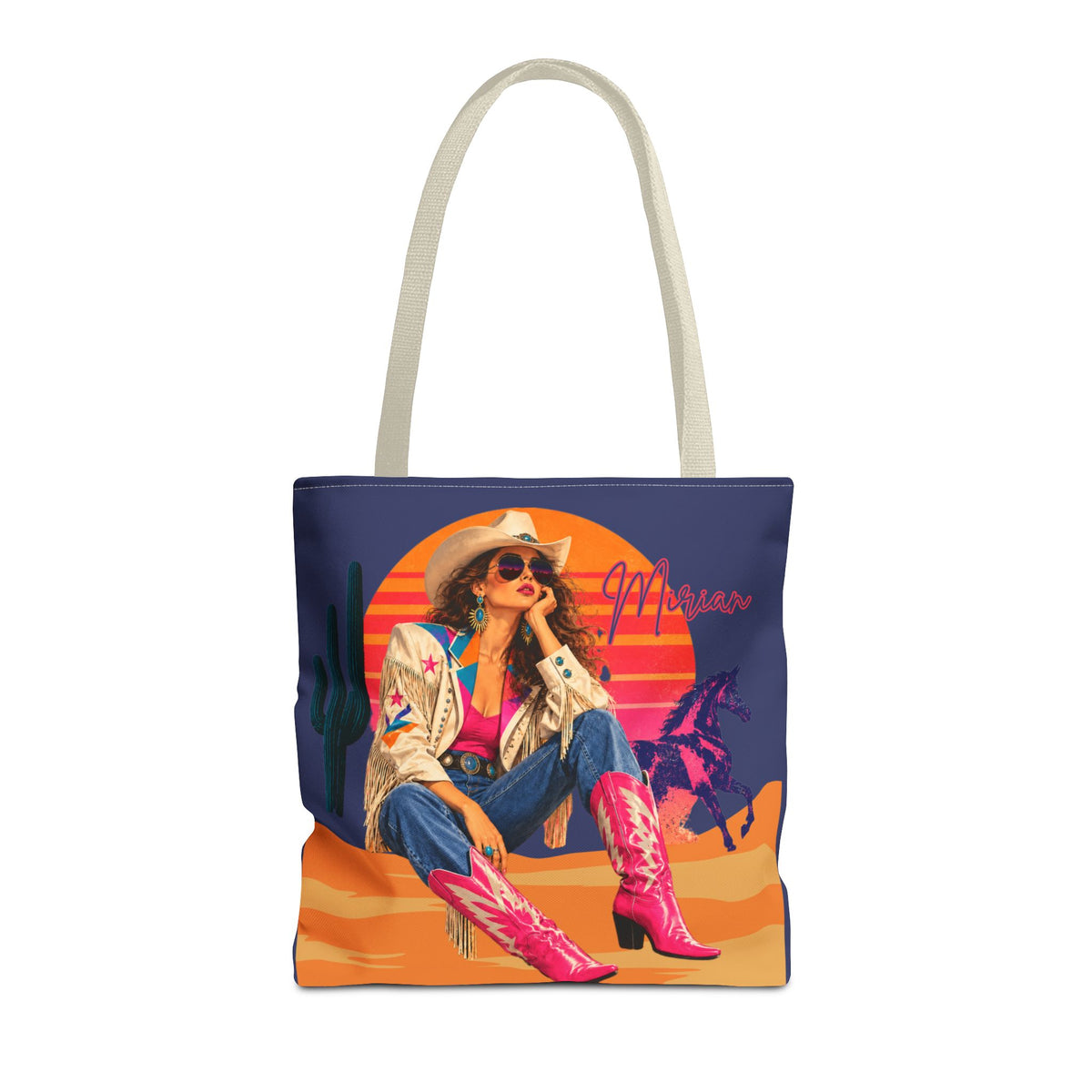 Retro 80s Neon Cowgirl Tote Bag, Horse Western Lovers Gifts, Nashville Bachelorette Party