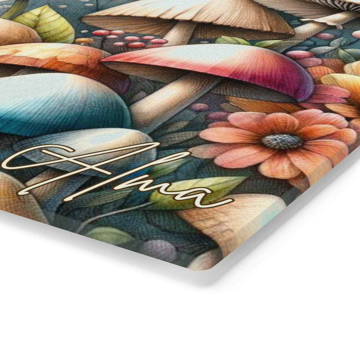 Tempered Glass Cutting Board for Mushroom Lovers, Floral Butterfly Design for Chic Kitchen & Home