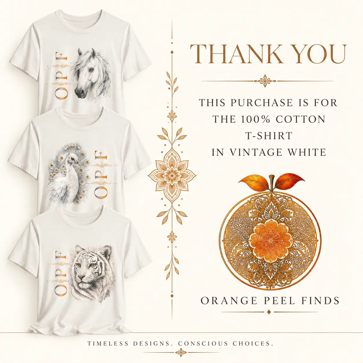 Orange Peel Finds Exclusive - Tiger, Peacock, Horse T-Shirt