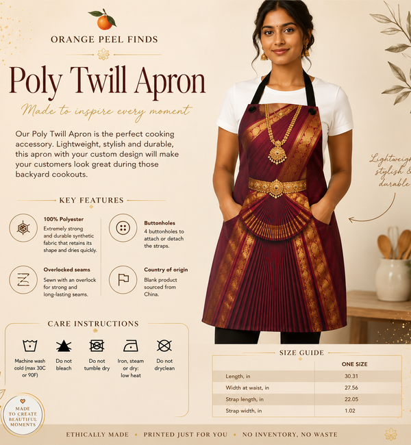 Bharatanatyam Novelty Apron, Arangetram Classical Dance Recital South Indian Gifts, Carnatic Chef Gift