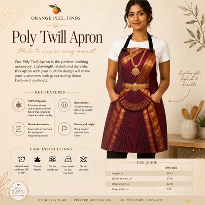 Bharatanatyam Novelty Apron, Arangetram Classical Dance Recital South Indian Gifts, Carnatic Chef Gift