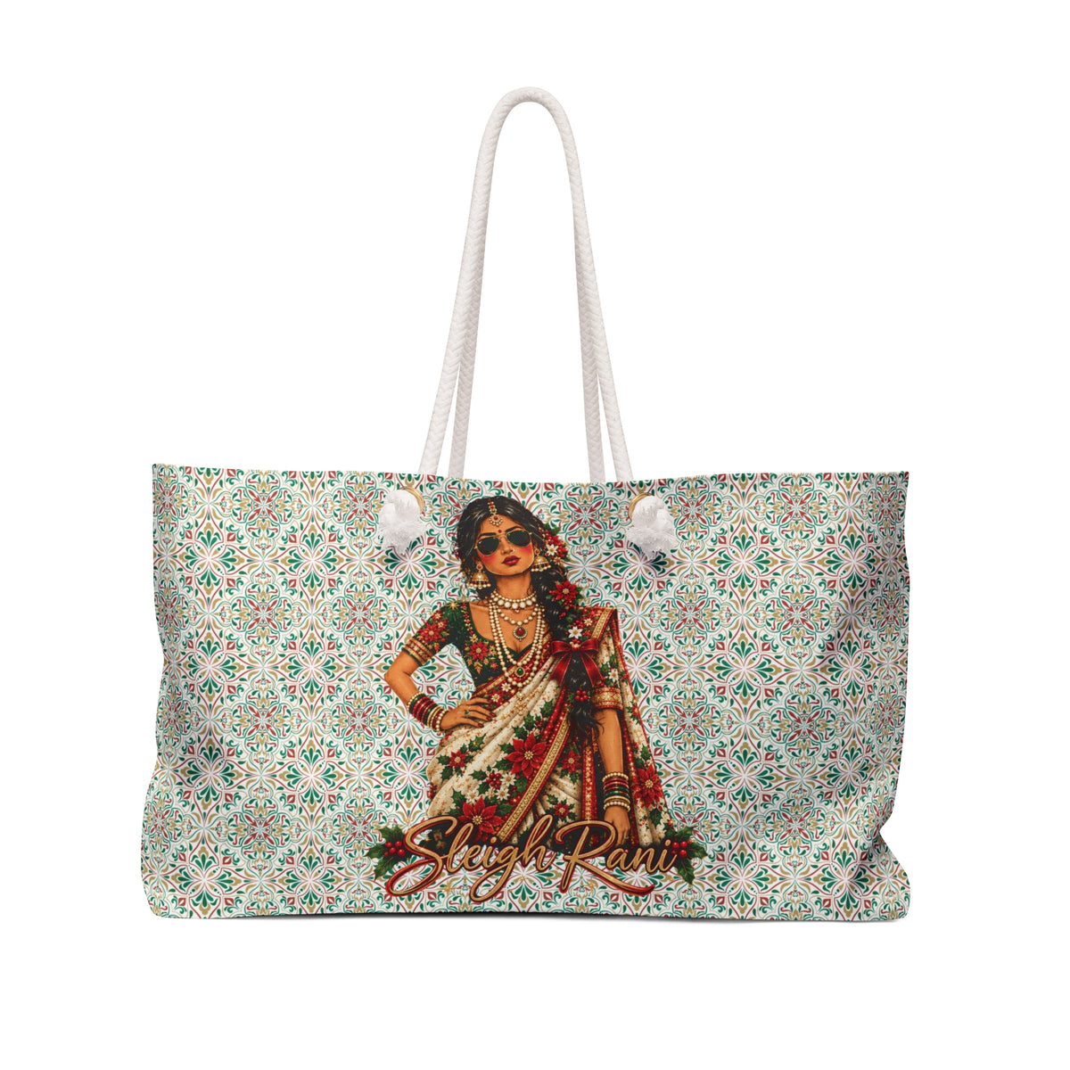 Custom Text South Asian Bollywood Christmas Tote Bag