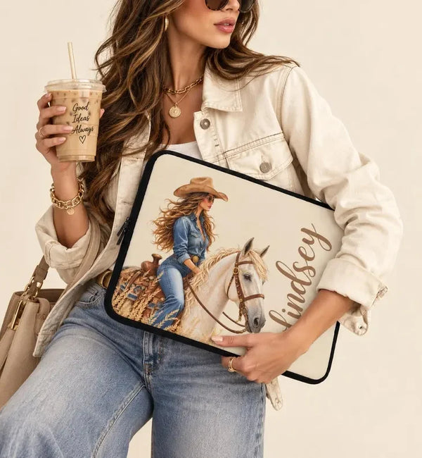 Cowgirl Laptop Case / Dog Lovers Laptop Case