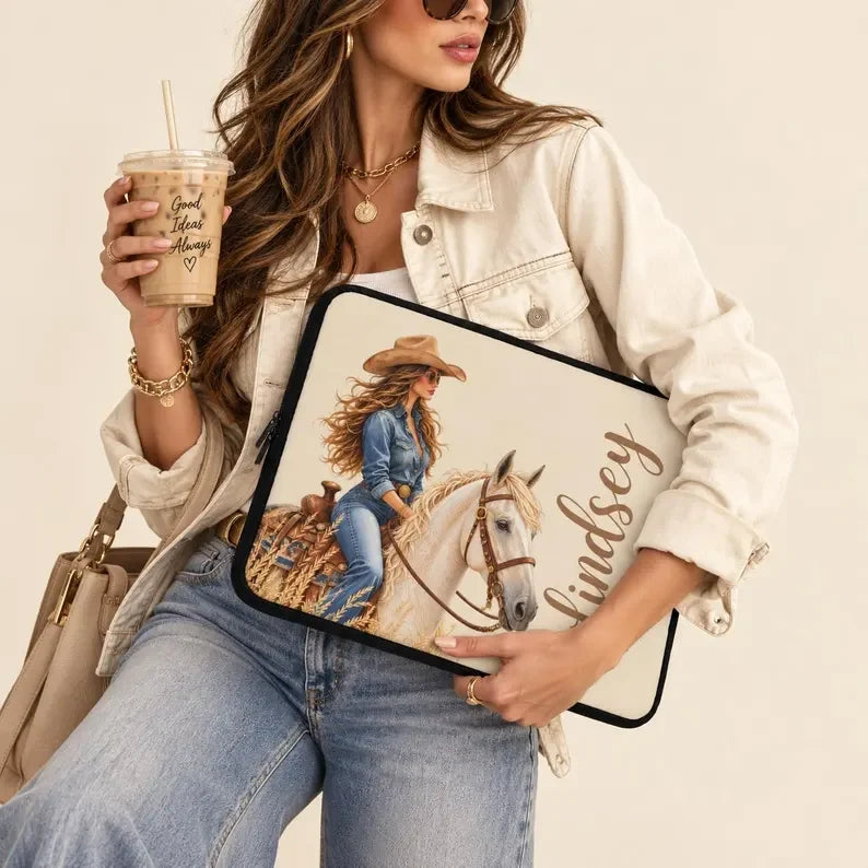 Cowgirl Laptop Case / Dog Lovers Laptop Case