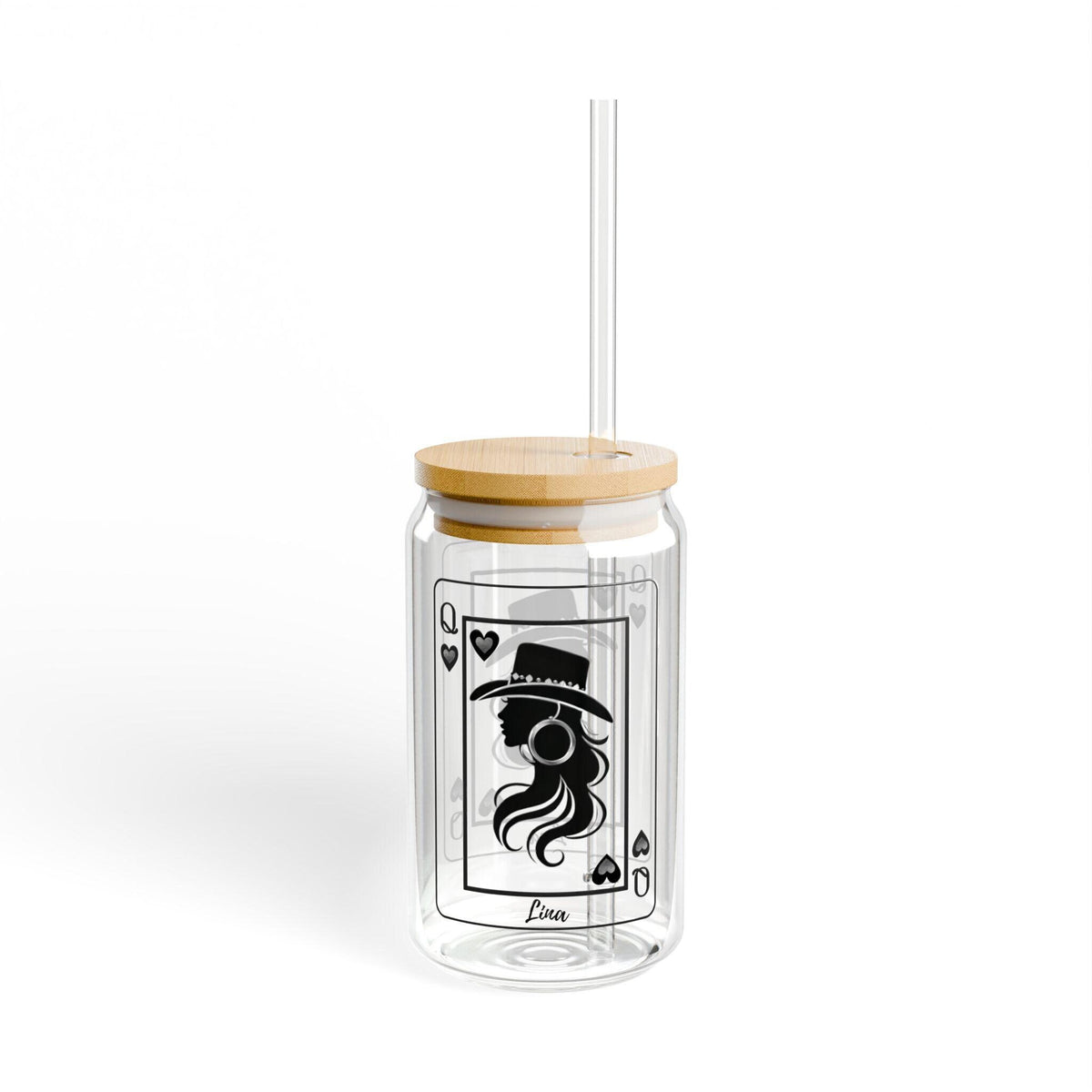 Custom Sipper Glass Tumbler, Queen of Hearts, Inclusive Aesthetic Iced Drink Gifts - 3 Options