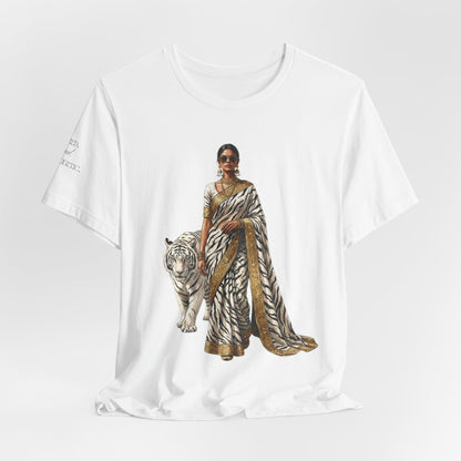 Custom Text Bollywood Inspirational T-Shirt, South Asian White Tiger Lover Apparel