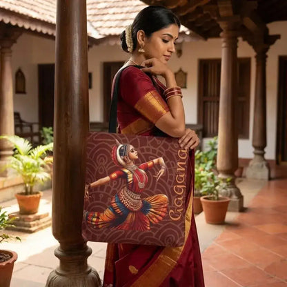 Bharatanatyam Dancer Tote Bag, South Asian Art, Carnatic Arangetram Recital Gift