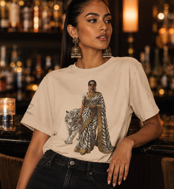 Custom Text Bollywood Inspirational T-Shirt, South Asian White Tiger Lover Apparel