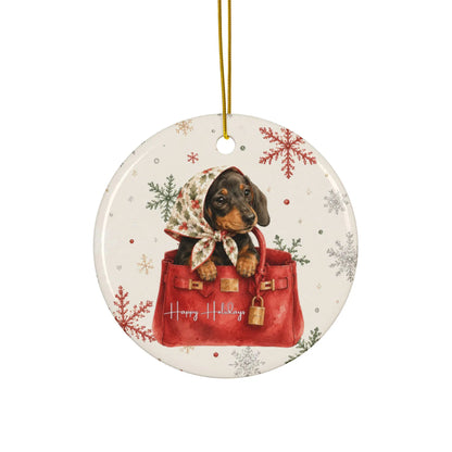 Dog and Handbag Lovers Ornament, Chic Puppy Holiday Decor