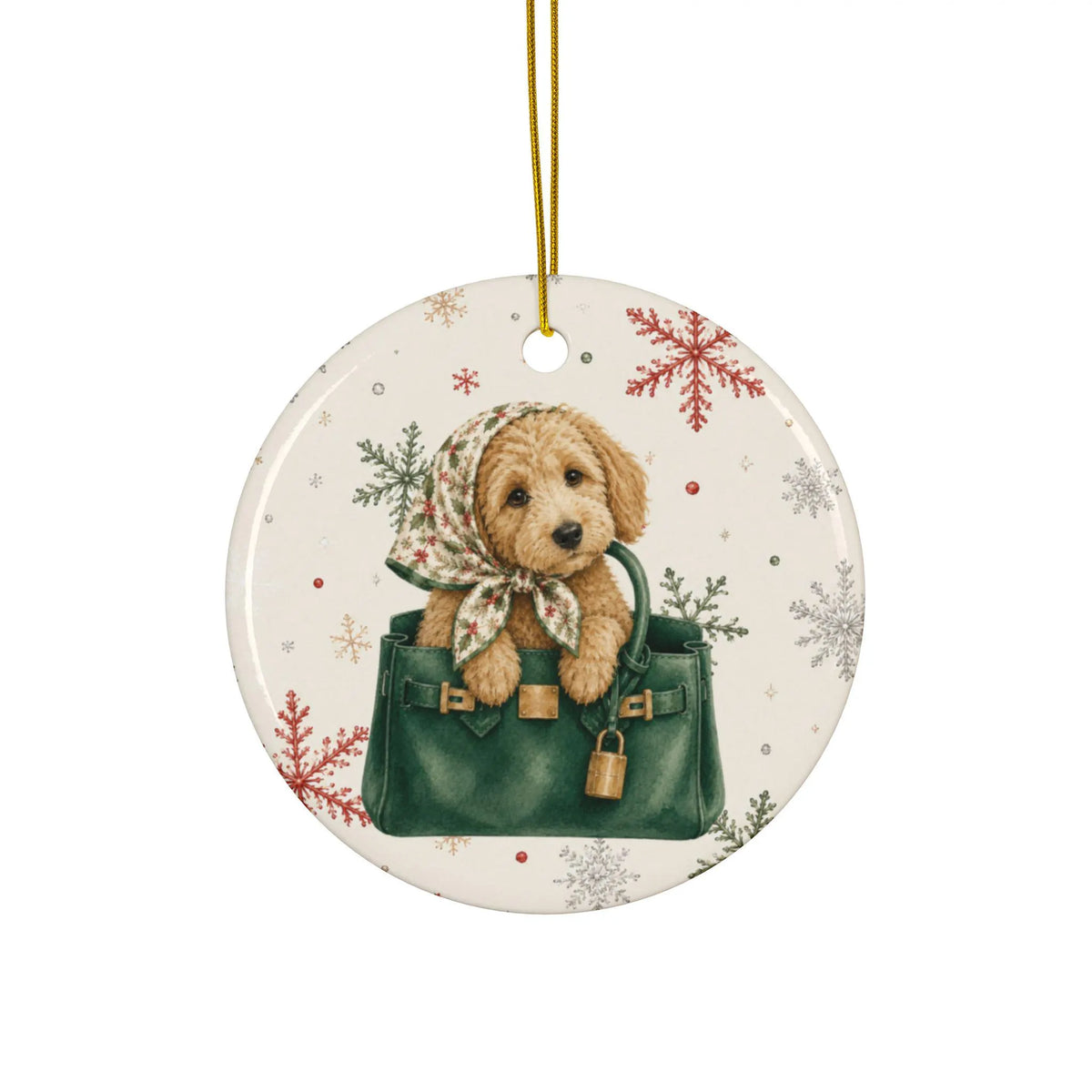 Dog and Handbag Lovers Ornament, Chic Puppy Holiday Decor