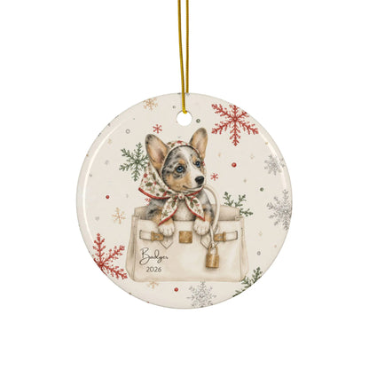 Dog and Handbag Lovers Ornament, Chic Puppy Holiday Decor