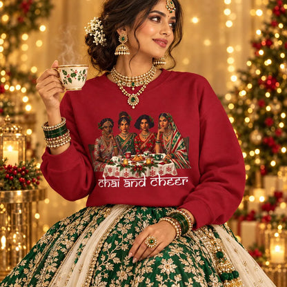 Custom Text Bollywood Christmas Sweatshirt for Chai Lovers