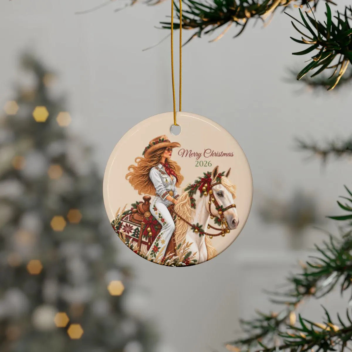 Chic Cowgirl Christmas Ornaments, Modern Aesthetic Holiday Decor for Western Lovers - 3 options