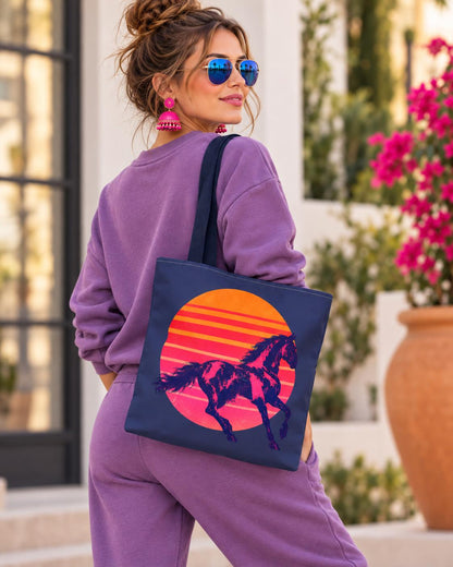 Retro 80s Neon Cowgirl Tote Bag, Horse Western Lovers Gifts, Nashville Bachelorette Party