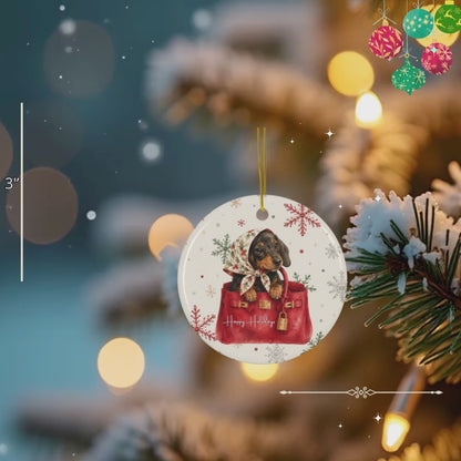 Dog and Handbag Lovers Ornament, Chic Puppy Holiday Decor